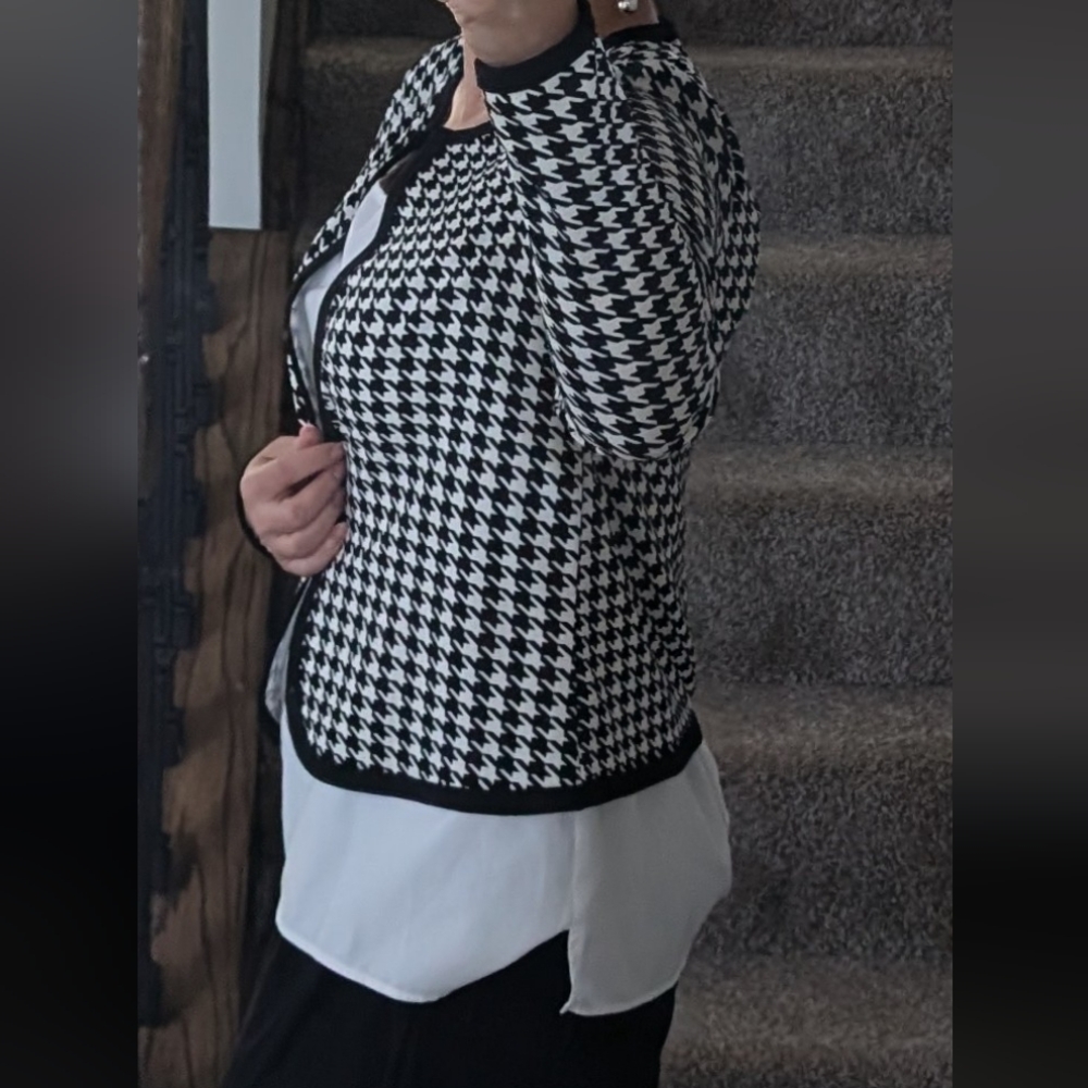 Open Front Houndstooth Jacket - image 3